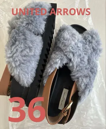 정가 18000엔 통굽 새상품급 퍼 샌들 36 UNITED ARROWS