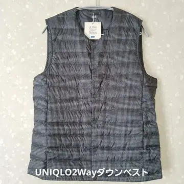 UNIQLO 울트라 라이트 다운 다운 베스트 그레이/체크