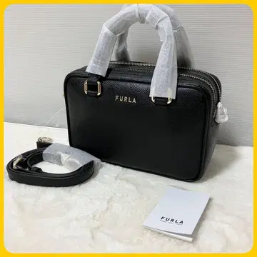 새상품급 FURLA 2way 숄더 백 블랙 가죽 더블 지퍼