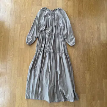 ZARA 베이지 롱 원피스 긴팔 개더