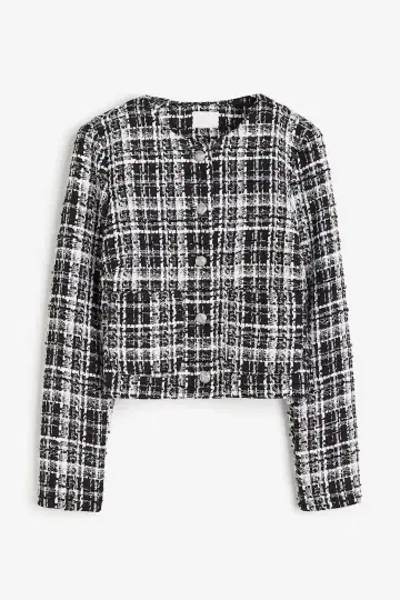 H&M 부클레 자켓 트위드 자켓 체크 M