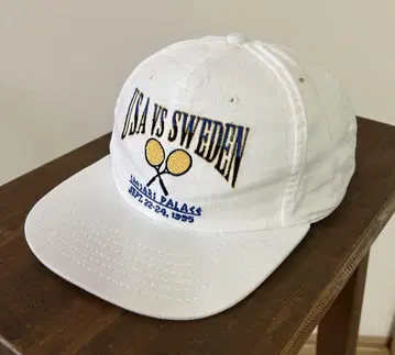 90s USA vs Sweden 화이트 캡 새상품급 빈티지 레어 테니스