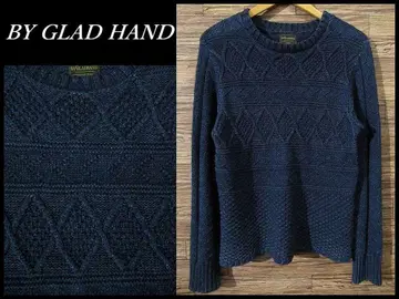 바이 글래드핸드 인디고 염색 아이슬란드 케이블 니트 스웨터