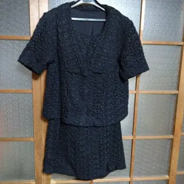 블랙 레이스 무늬 셋업