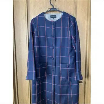 TALBOTS 네이비 체크 무늬 코트 원피스