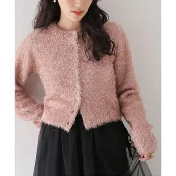 SLOBE citron 스시트론 반짝이는 크루넥 가디건