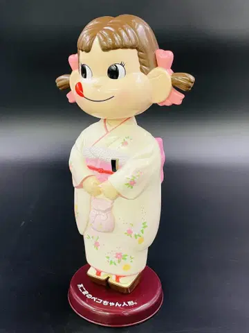 상자 없음 후지야 페코짱 흔들인형 기모노 화이트 전체 길이 34cm