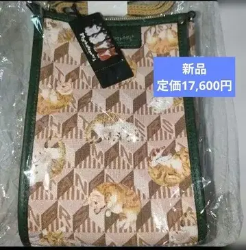 새상품 맨해트너즈 숄더백 모노그램 고양이 패턴 스마트폰 숄더