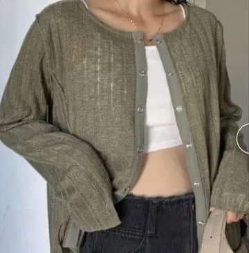 차오패닉 티피 바늘땀 시어 2way 스냅 가디건