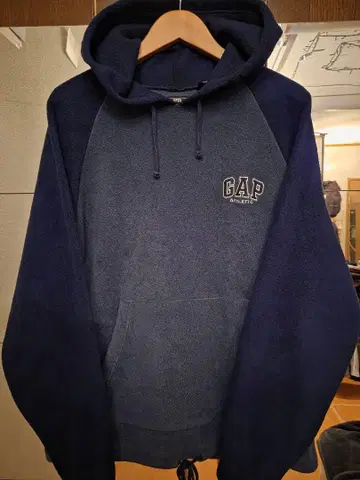 GAP ATHLETIC 후드 부착 플리스 후드티 네이비/그레이