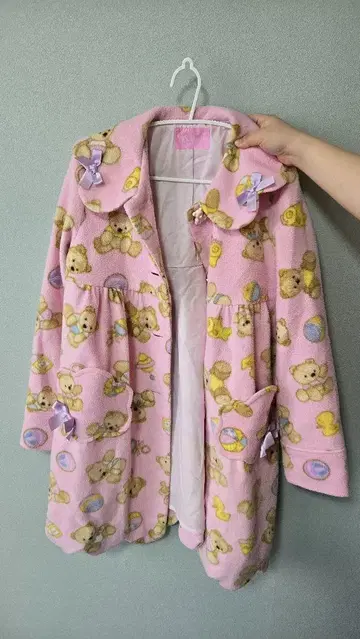 나일 퍼치 곰 무늬 플리스 롱 코트 1점 상품 2
