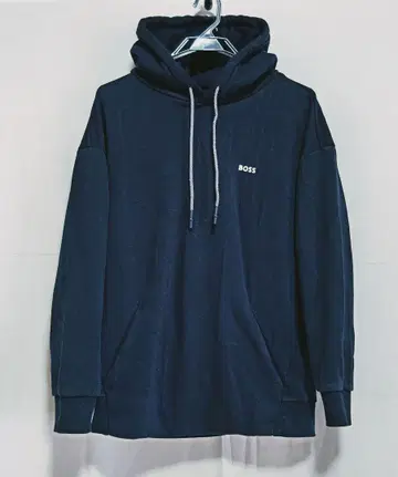 양호품 BOSS 가슴 로고 후드티 다크 네이비 오버 사이즈