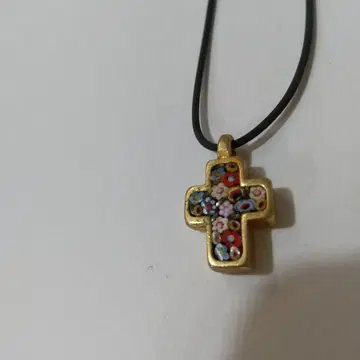 마이크로 모자이크 크로스 목걸이