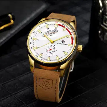 FOR SINING 자동 시계 화이트/골드