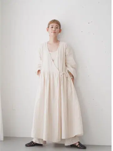 무인양품 아이보리 코튼 롱 원피스