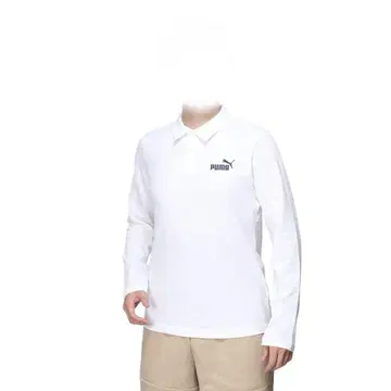PUMA 화이트 긴팔 피케 셔츠