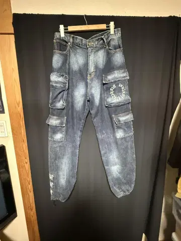 LEFLAH 카고 데님 XL 블루