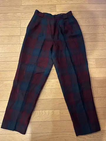 60s 70s 빈티지 울 체크 슬랙스 테이퍼드