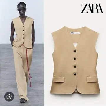ZARA 린넨 혼방 테일러드 베스트 S