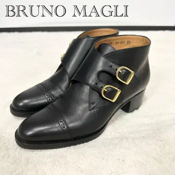 새상품급 BRUNO MAGLI 더블 몽크 부티 가죽 스트랩 힐