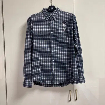 시나코바 셔츠 체크 긴팔 와펜