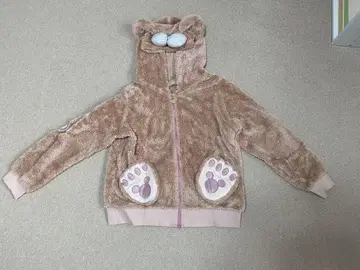 곰 귀 디자인 후드티 베이지
