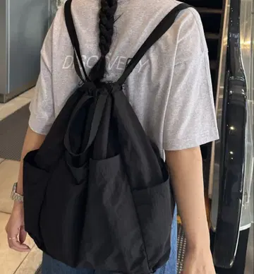 블랙 드로우 스트링 백팩