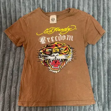 Ed Hardy 반팔 티셔츠 브라운 호랑이 프린트