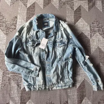 ZARA 데미지 가공 G 데님 자켓 XL 미사용품 라이트 블루