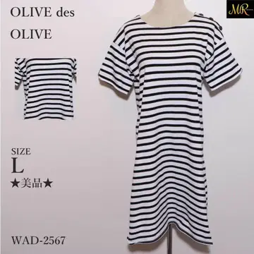 새상품급 OLIVE des OLIVE 미니 기장 반팔 보더 무늬 원피스