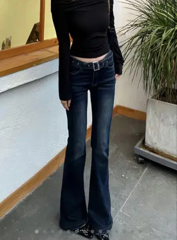 STORE 슬림 라인 벨트 플레어 데님