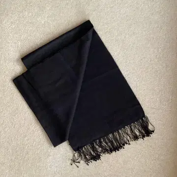캐시미어 실크 다크 브라운 프린지 부착 스톨