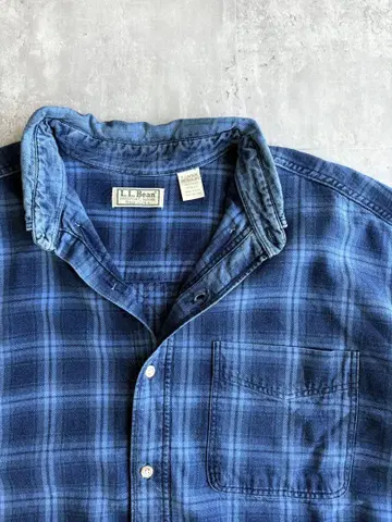 90s L.L.Bean 옴브레 체크 데님 셔츠 USA 제조