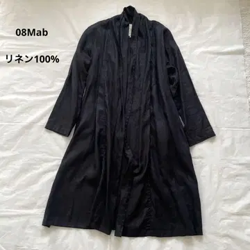 08Mab 얇은 소재 롱 코트 가디건 린넨 100% 겉옷 블랙