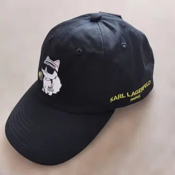 KARL LAGERFELD 고양이 자수 야구 모자 블랙
