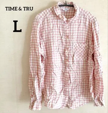 TIME & TRU 핑크 체크 셔츠 L 사이즈