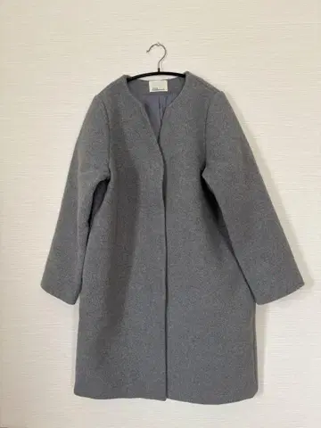 그레이 노카라 롱 코트