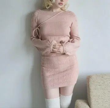 Ribbon crochet knit dress andmary