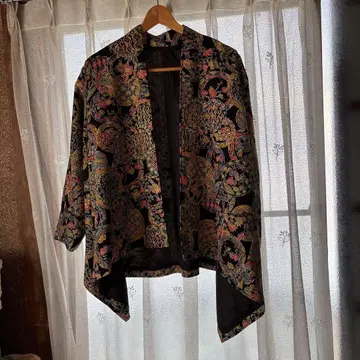 다색 꽃무늬 오픈 프론트 기모노 리메이크