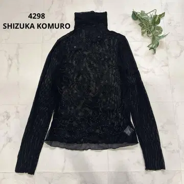 4298 SHIZUKA KOMURO 메쉬 상의 튤 비즈 블랙