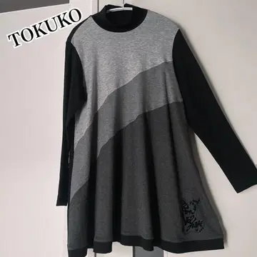 TOKUKO A라인 튜닉 바이컬러 모던 체형 커버 멋쟁이