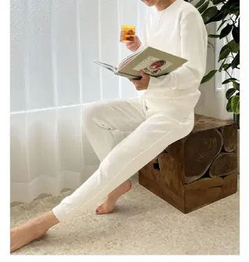 We hub 맨투맨 니트 팬츠 화이트 요가 트레이닝 의류