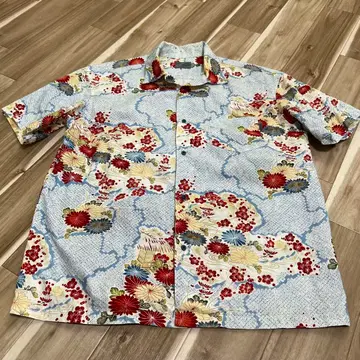 남성용 카네코 이사오 일본풍 패턴 하와이안 셔츠