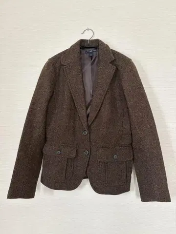 브라운 테일러드 자켓 울 혼방