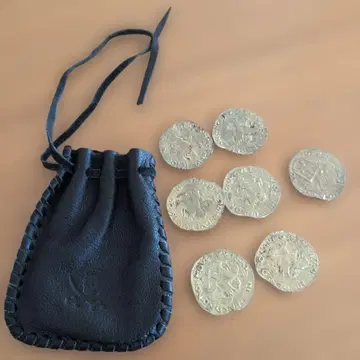 캐리비안의 해적 가죽풍 스컬 디자인 주머니와 코인 세트