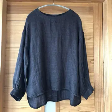 TUTIE 츠치에 린넨 100% 무지 블라우스 풀오버