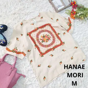 컨디션 최상 HANAE MORI 셔츠/블라우스 ( M ) 베이지/꽃무늬