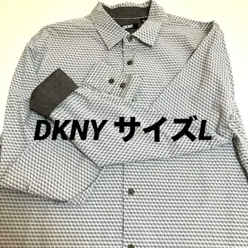 새상품급 DKNY 기하학 패턴 긴팔 셔츠 그레이 계열 남성용 L