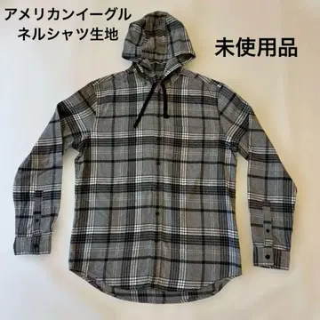 아메리칸 이글 미사용품 후드 부착 플란넬 셔츠