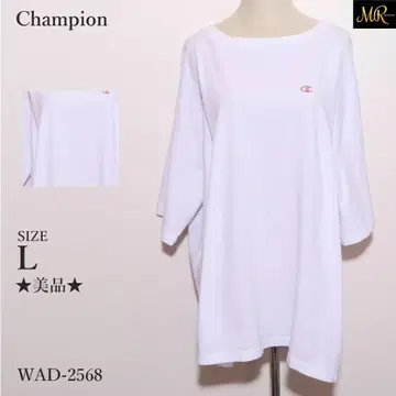 새상품급 Champion 상의 T셔츠 칠부 소매 무지 루즈핏 실루엣